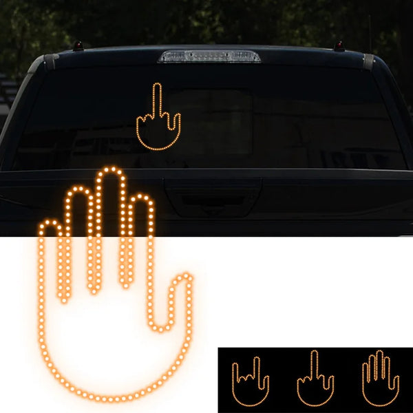 LED Illuminated Gesture Finger Light With Remote Road Rage Sign