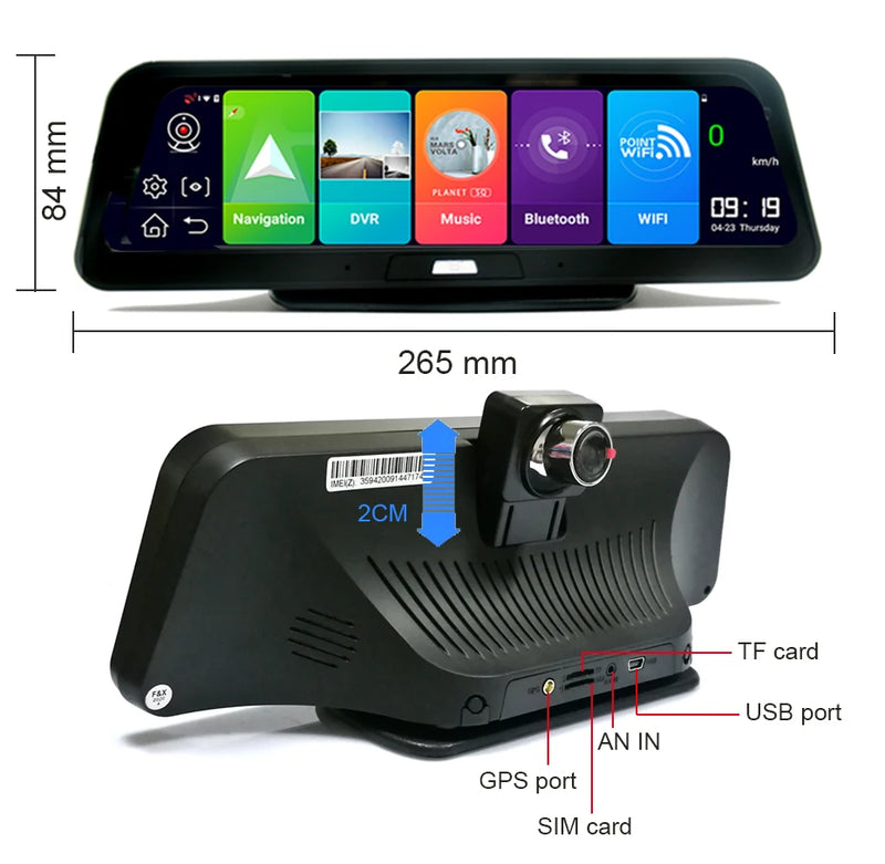 Car Dash Cam Video Recorder with Night Vision, ADAS, and GPS Navigation