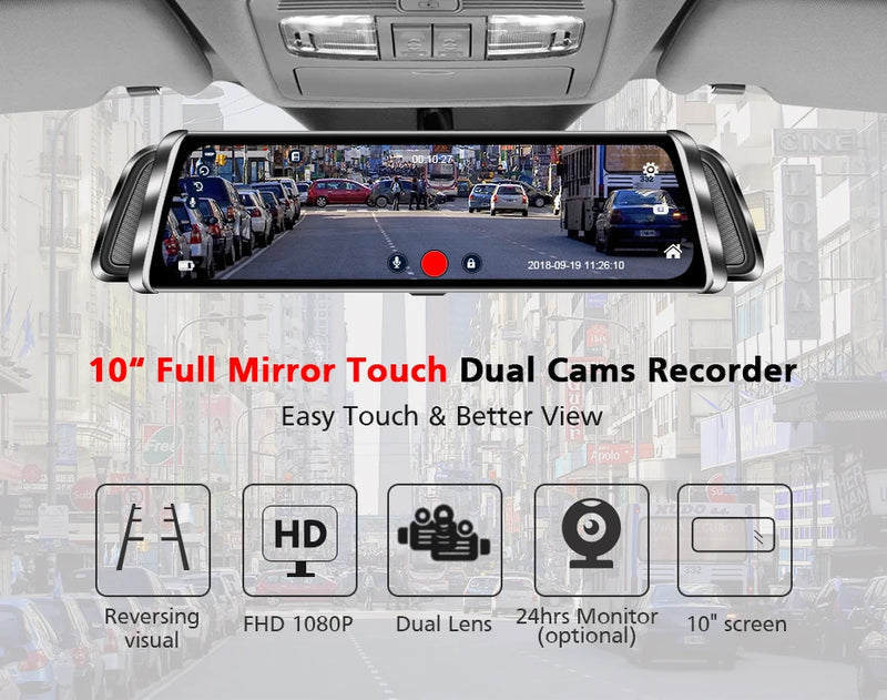 Smart Rearview Mirror DVR 10''Touch Screen