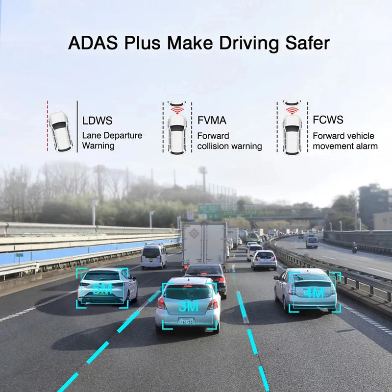 Car Dash Cam Video Recorder with Night Vision, ADAS, and GPS Navigation