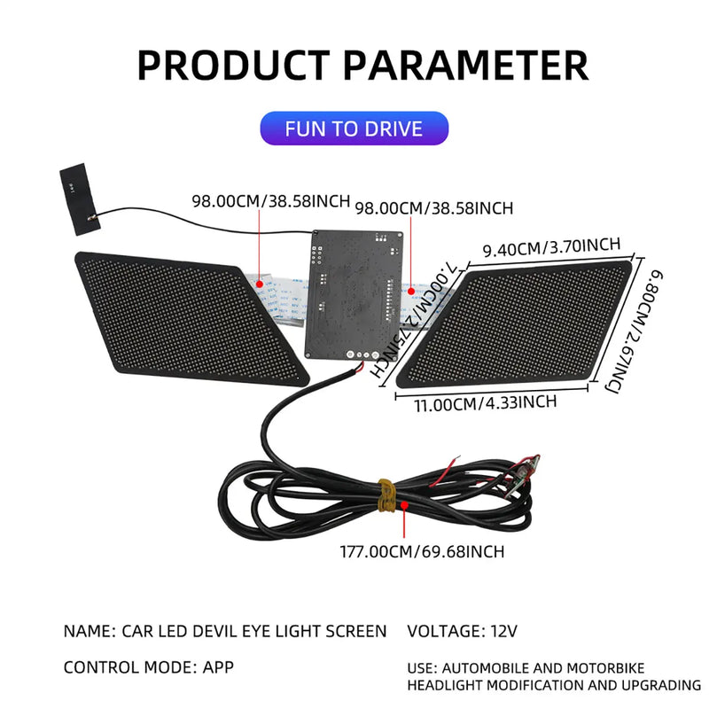 Devil's Eye Led Display For Car Headlight