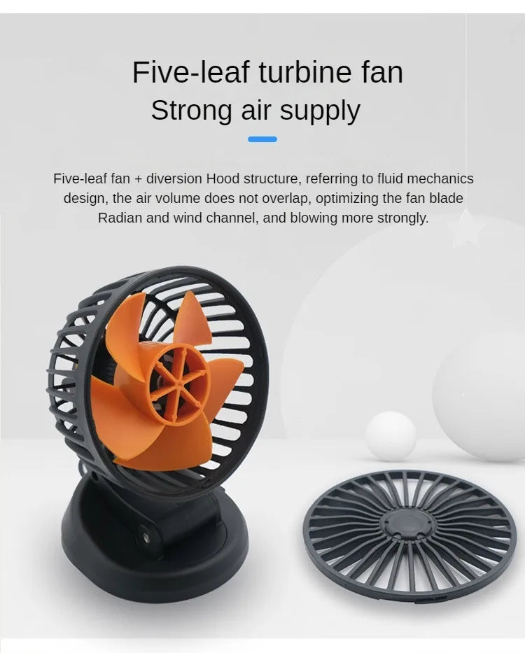 Car Multi Head Fan 360° Adjustable