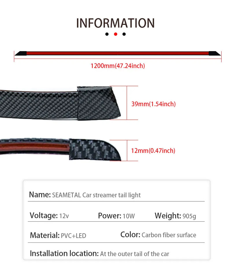 LED Light Universal Carbon Fiber Car Rear Spoiler